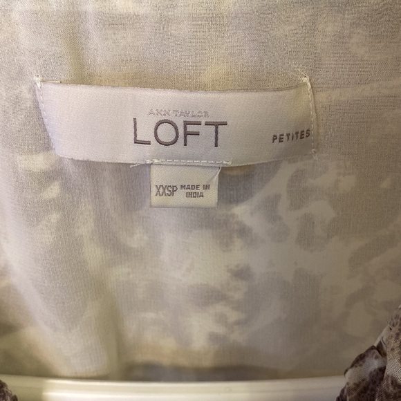 Ann Taylor Loft Top Blouse Tank Sleeveless Brown Tan Cream Size XXS Petite NWOT - Picture 5 of 8